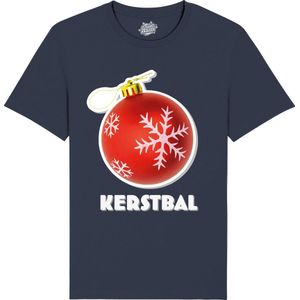 Kerstbal - Foute kersttrui kerstcadeau - Dames / Heren / Unisex Kleding - Grappige Kerst Outfit - T-Shirt - Unisex - Navy Blauw - Maat 4XL