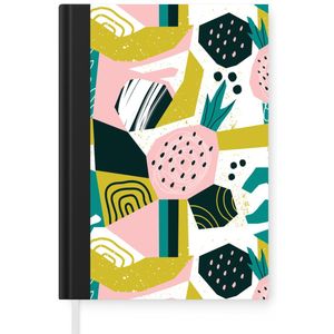 Notitieboek - Schrijfboek - Roze - Blauw - Zwart - Patroon - Notitieboekje klein - A5 formaat - Schrijfblok