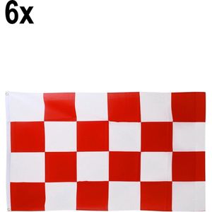 6x Vlag rood/wit 150 x 90 cm - PXP PartyXplosion - Carnaval Brabant themafeest thema feest festival versiering