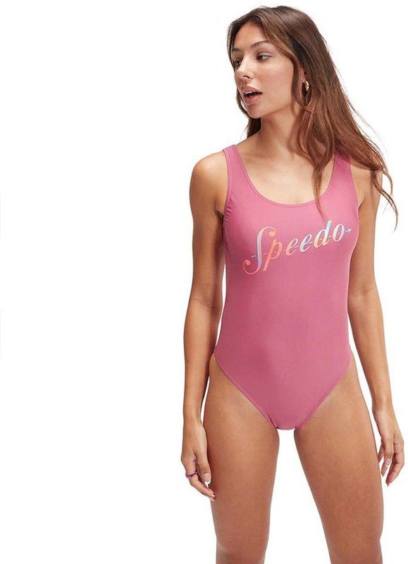 Speedo - Logo Deep U-back - Badpak - Roze - UK 34 - Vrouw