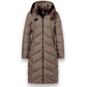 District AROSA - Damesjas - Dark Taupe - Lange Fantasie Step Jas - Waterafstotend