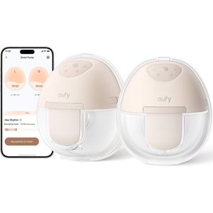 Eufy Draagbare Borstkolf Breast Pump E10, Handsfree Elektrische Borstkolf met App-bediening, Gepersonaliseerd Slim Ritme, Ziekenhuiskwaliteit Zuigkracht voor Meer Melk, Draagbaar, Lekvrij & Ultra-Stil