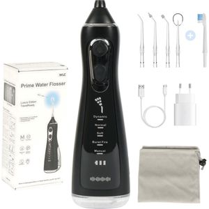 WLC Prime Waterflosser - Monddouche - Elektrisch Flosapparaat - Draadloos en Oplaadbaar - 5 Opzetstukken - Inclusief USB-C Lader met Adapter + Gratis Draagtas