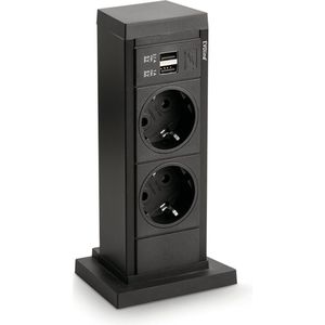 EVOLINE UP - Contactdoos Element - 2 Contactdozen en 2 USB aansluitingen - MAT ZWART