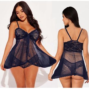 lingerie soft chiffon set - Navy Dark