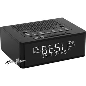 Mrs. Jones Radiowekker met 40 voorkeuzezenders - dimbaar LCD-scherm - dubbele wekker - snoozefunctie - Bluetooth - iTOMA 525 .