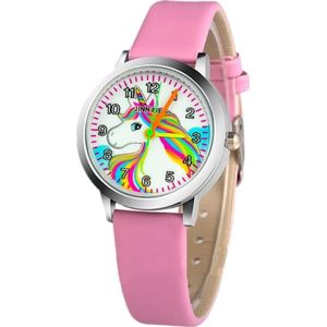 Fako® - Kinderhorloge - Eenhoorn / Unicorn - Gelakt - Hoofd - Roze