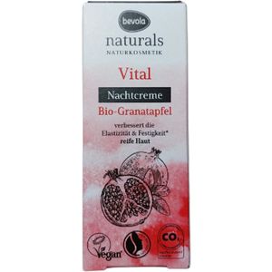 Bevola Naturals Nachtcrème - Vital Nachtcrème - Natuurlijke Ingrediënten | 1x 50ml - Bio-Granaatappel | Verstevigd en Verbeterd de Elasticiteit van de Huid - Vegan