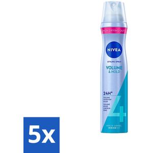 5 x NIVEA - Stylingspray - Volumeverzorging - Sterkte 4 - 250 ml - Haarverzorging - Haarfixatie - Volumeboost - Haar Bescherming