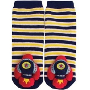 Babysokken met rammelaar en anti slip - dierenmotief