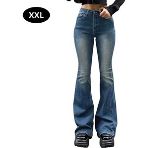 Bovista Lange Broek Dames - Spijkerbroek - Broeken - Spijker - Pants - Jeans - Trouser - Loose Fit - Straight Leg - Denim - Blauw - Maat XXL