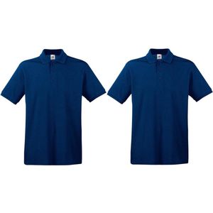 2-Pack maat S donkerblauw/navy polo shirt premium van katoen voor heren - Katoen - 180 grams - Polo t-shirts - Polos