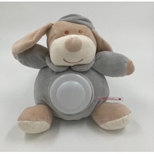 Baby knuffel GRIJS - model HOND met nachtlampje - voor kinderen - LED nachtlamp op batterij - meerdere kleuren knuffels verkrijgbaar – knuffelbeest met nachtlampje
