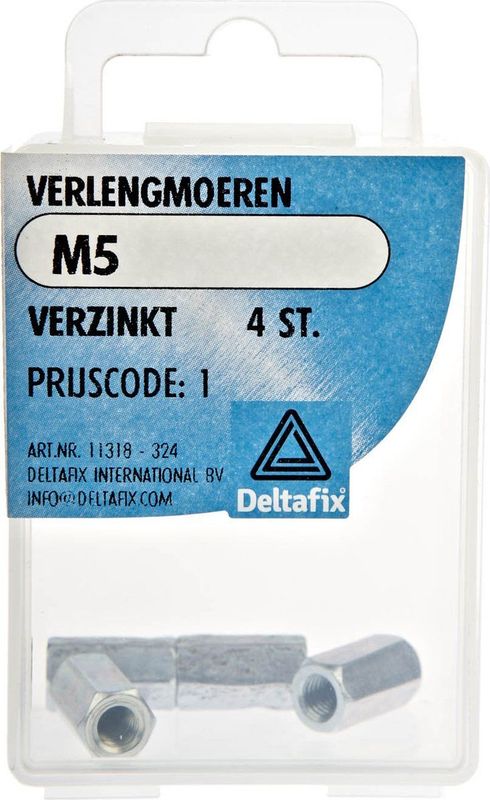 Deltafix - Verlengmoer M5 Verz - 4 Stuks