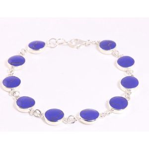 Hoogglans zilveren armband met lapis lazuli