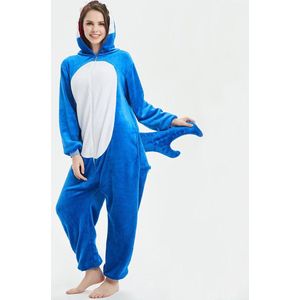 Haai onesie maat 134/140 - Dieren – Verkleedkleren - kinderen - jongens - meisjes - Huispak - Carnaval