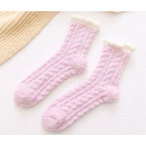 Sokken - Huissokken Dames - Slofsokken - Bedsokken - Dikke Sokken - Wollen Sokken - 2 Paar - Roze