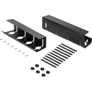 Kabelbeheerlade voor onder bureau - 2 stuks - Desktop kabelgoot - Lengte 430 mm - Staal - Zwart gelakt