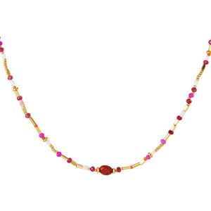 Yehwang Ketting Natuur Stenen Bordeaux 216259-301