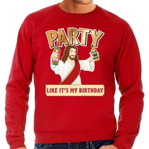 Foute Kersttrui / sweater - Party Jezus - rood voor heren - kerstkleding / kerst outfit XL