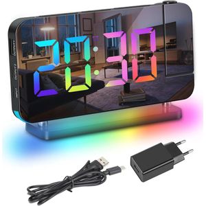 Projectiewekker met Draaibare Projector en RGB-Nachtlampje