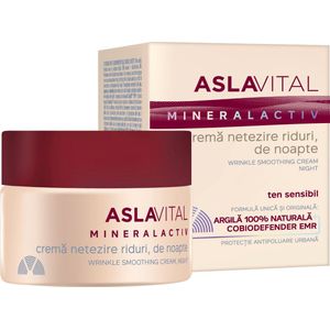 Gerovital Asavital Mineralactiv verzachtende rimpelcrème, nachtcreme - hyaluronzuur – gevoelige huid - Unieke en originele formule met 100% natuurlijke klei en Cobiodefender EMR - 50ml