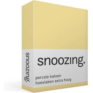 Snoozing - Hoeslaken - Extra hoog - Lits-jumeaux - 160x200 cm - Percale katoen - Geel