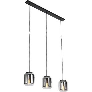 QAZQA bliss - Design Hanglamp eettafel voor boven de eettafel | in eetkamer - 3 lichts - L 100 cm - Zwart - Woonkamer | Slaapkamer | Keuken