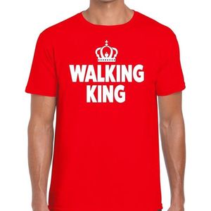 Walking King t-shirt rood heren - feest shirts heren - wandel/avondvierdaagse kleding S
