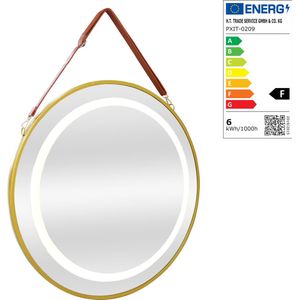 LED spiegel Picerno rond Ø50x3,5 cm goudkleurig