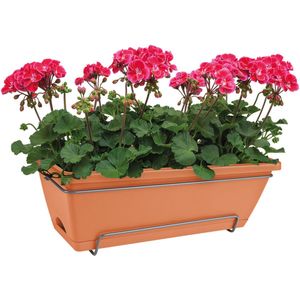 Elho Barcelona Allin1 50 - Balkonbakken met Ophanging - 100% Gerecycled Plastic - L49.5 x B27.5 x H18.5 cm - Terra