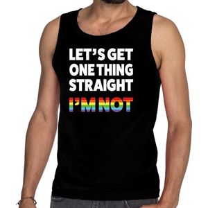 Gay pride let's get one thing straight i'm not tanktop/mouwloos shirt  - zwart regenboog singlet voor heren - gay pride XL