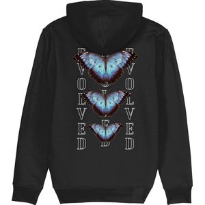 Hoodie heren - Evolved Butterfly - Wurban Wear | Streetwear | Premium fit | Heren trui | Sweater | Zwart