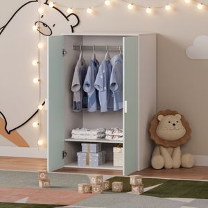 Kinderkast Sandnes 2-deurs 123x60x40 cm wit en mintgroen [en.casa]