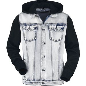 R.E.D. Rock-Engineered Design Blauw spijkerjack met contrasterende mouwen - Heren - L