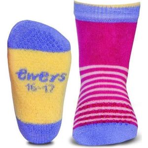 Ewers anti-slip sokken krabbelfix streepjes roze 16-17