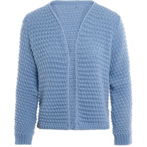 Knit Factory - Becky Gebreid Vest - Gebreide dames cardigan - Kort vest op heuphoogte - Lichtblauw damesvest gemaakt uit 30% wol en 70% acryl - Crystal Blue - 36/38