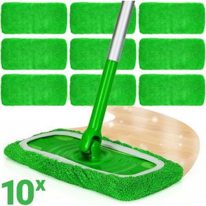 Glissimo - Herbruikbare katoenen mopdoeken voor Swiffer Sweeper Mop - Set van 10 stuks - 25,4 x 11,5 cm - Extra dik en absorberend - Geschikt voor nat & droog gebruik - Duurzaam, wasbaar en milieuvriendelijk - Perfecte pasvorm en langdurige reiniging
