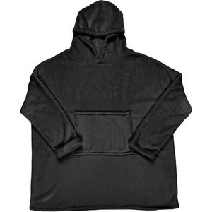 Flanellen fleece Oversized Hoodie plaid Zwart – One Size