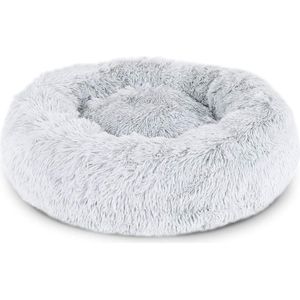 Let’s sleep donut mand – Hondenmand – Kattenmand – Rond en Fluffy – Lichtgrijs – XL – ø 80 cm