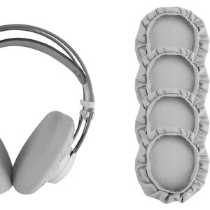 MKStore - Stoffen oorbeschermer voor hoofdtelefoon, wasbare over-ear zweethoes voor sportschool en gaming, 2 paar oorschelp beschermers (L, grijs)