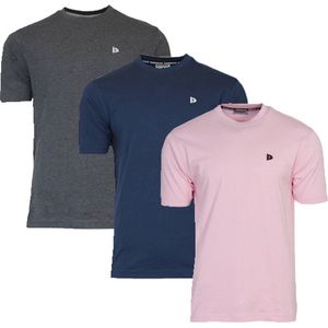 3-Pack Donnay T-shirt (599008) - Sportshirt - Heren - Charcoal-marl/Navy/Shadow pink (573) - maat L