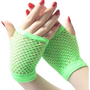 Fisnet Handschoenen I Erotische Handschoenen I Verkleedhandschoenen I Halve Vinger I 1 Paar I Neon Groen