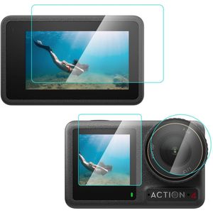 Voor DJI Osmo Action 4 PULUZ 3-in-1 lens Voor- en achterscherm Gehard glas Explosieveilige film