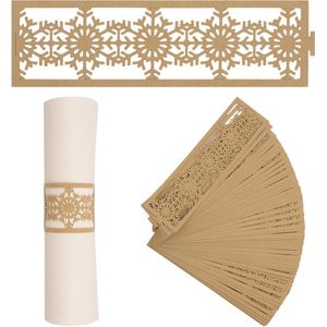 Servetringen - 50 stuks Kraft Sneeuwvlok Servet Gesp van Holle Papieren Handdoek Ringen Decoratie voor Valentijnsdag Thanksgiving Verjaardag Diner