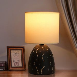 Aigostar Tafellamp 130200PUD - Keramiek - Lamp met witte kap - H25 cm