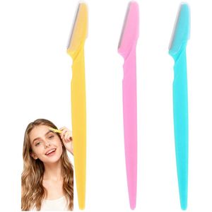 3-delig Gezichtsontharingsmesjes Set - Professionele Wenkbrauwshaver met Veiligheidscap - Multifunctioneel Dermaplaning Mesje voor Gezichtshaar Verwijdering - Geschikt voor Vrouwen en Mannen