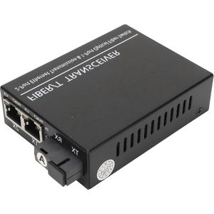 TX 1310nm/RX1550nm SC Single Fiber Singlemode RJ45-Poort Glasvezeltransceiver- met LED-indicator- 2 Poorten Transmissie- en 1 Poort Glasvezelschakelaar .