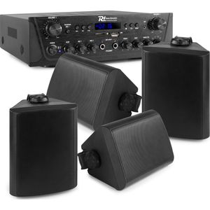 Power Dynamics - PDC85 - Geluidsinstallatie - Zwart - Met Bluetooth en 4 Weerbestendige Speakers