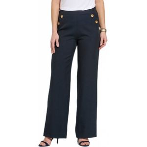 Broek met wijde pijpen en elastische tailleband van glanzend mesh